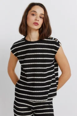 T-shirt à rayures en maille
