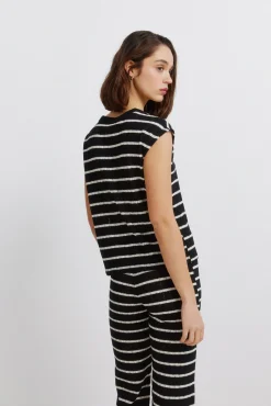 T-shirt à rayures en maille