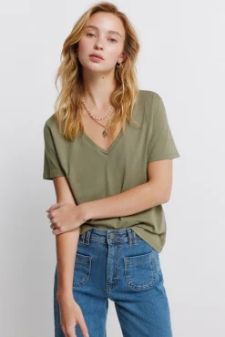 T-shirt basique en coton col en V