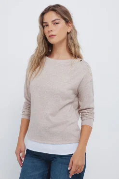 T-shirt boutonnée combinée aux épaules