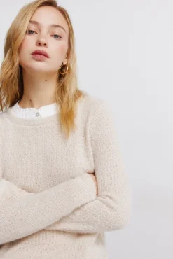 T-shirt chenille col combin&eacute;