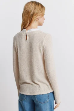 T-shirt chenille col combiné