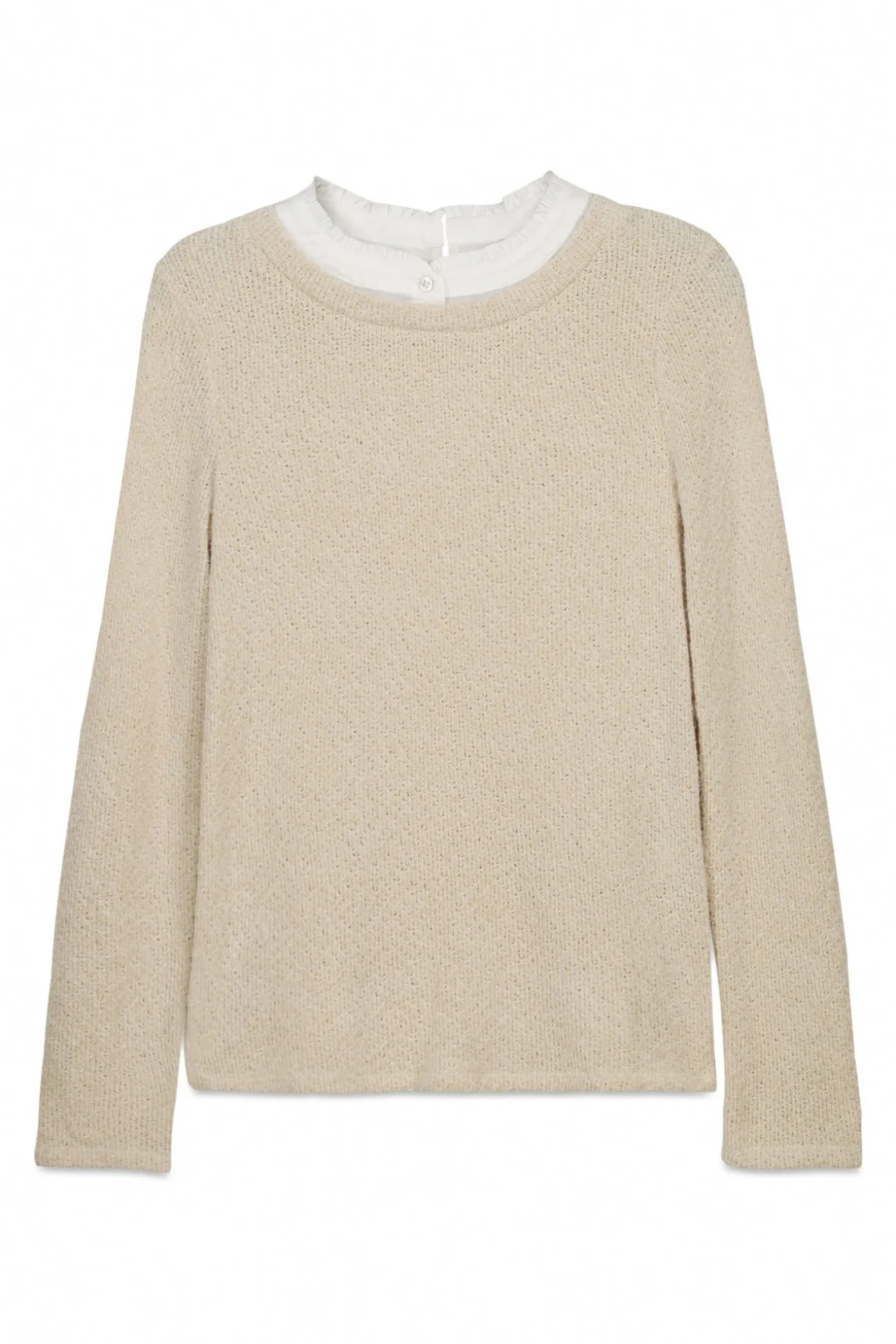 T-shirt chenille col combiné