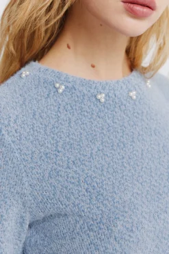 T-shirt chenille col fantaisie