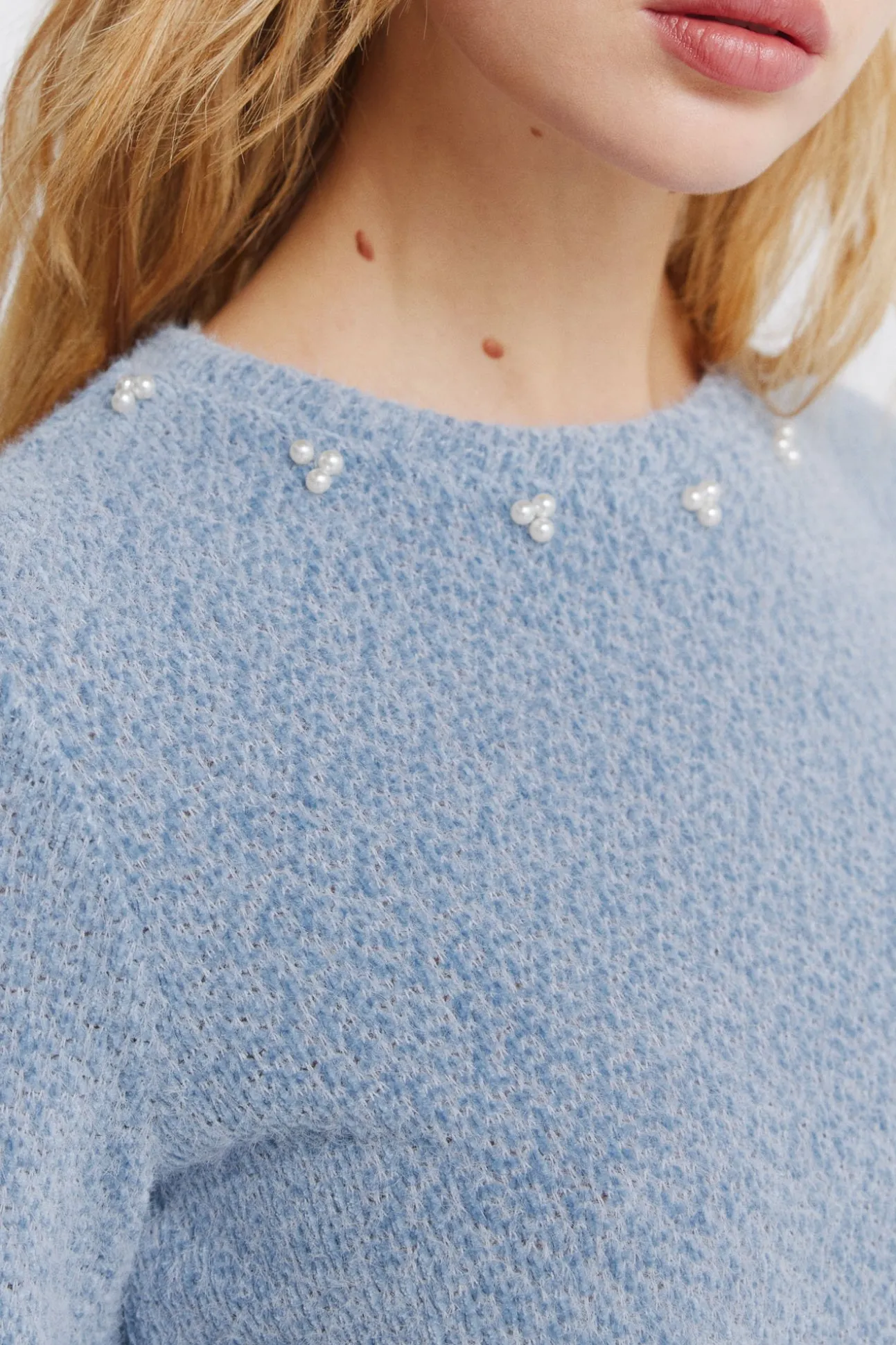 T-shirt chenille col fantaisie