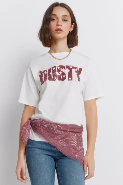 T-shirt col c&ocirc;tel&eacute; effet d&eacute;lav&eacute;