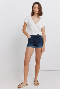 T-shirt col en V en dentelle