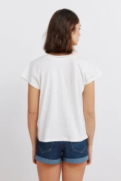 T-shirt col en V en dentelle