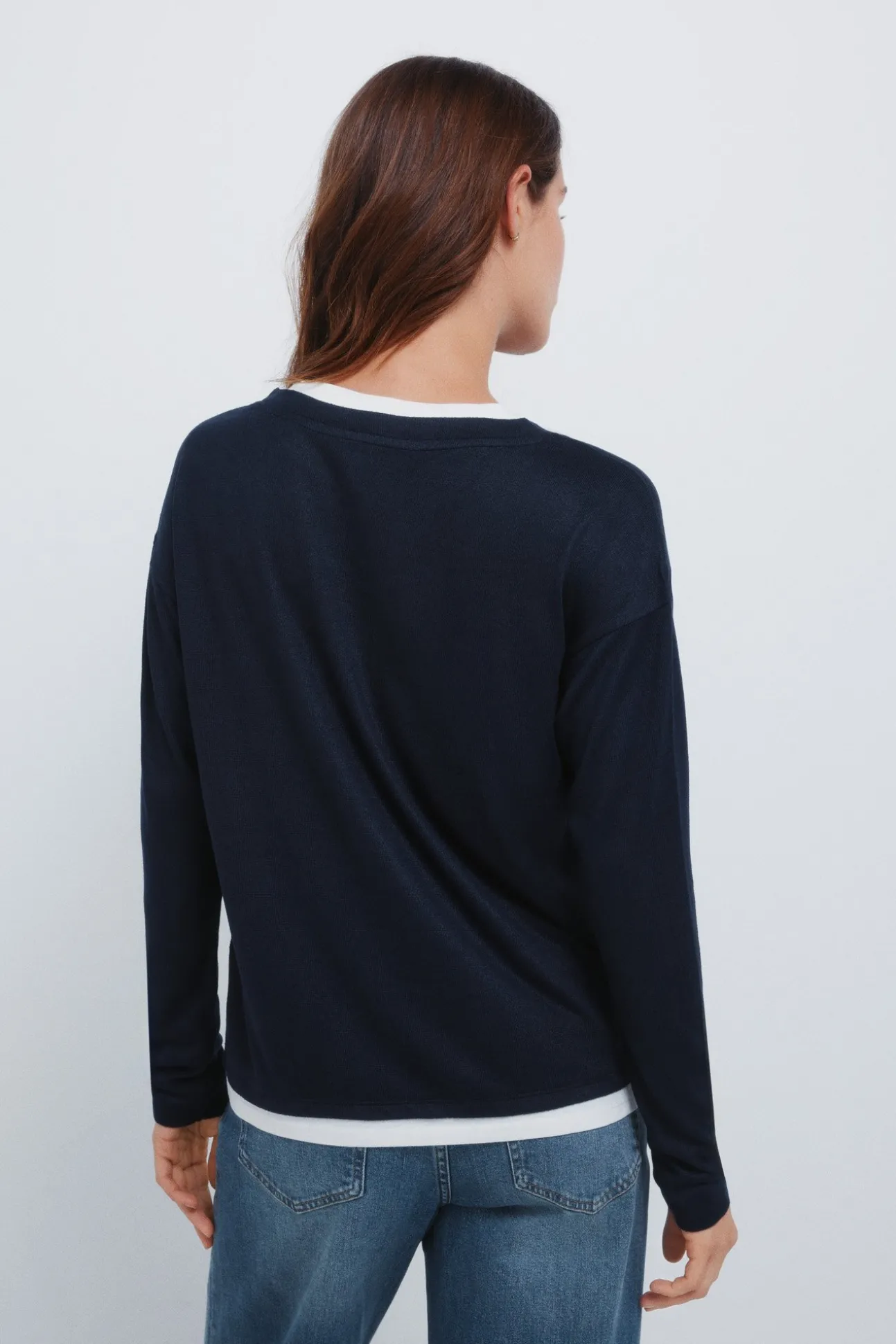 T-shirt col V combiné