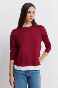 T-shirt combin&eacute;e avec boutons lat&eacute;raux