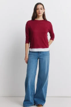 T-shirt combin&eacute;e avec boutons lat&eacute;raux