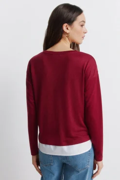 T-shirt combin&eacute;e avec boutons lat&eacute;raux