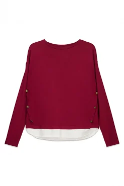 T-shirt combin&eacute;e avec boutons lat&eacute;raux
