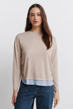 T-shirt combin&eacute;e avec boutons lat&eacute;raux