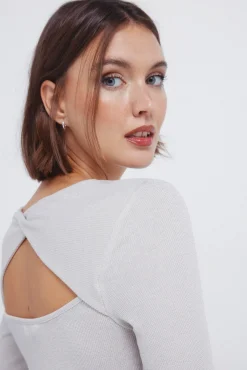 T-shirt d&eacute;collet&eacute; dos en lurex