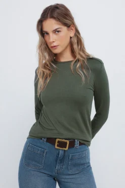 T-shirt en maille d&eacute;coup&eacute; avec boucle d'&eacute;paule