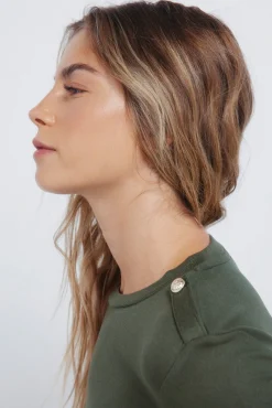 T-shirt en maille d&eacute;coup&eacute; avec boucle d'&eacute;paule