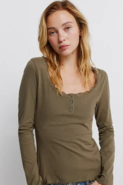 T-shirt manches longues en dentelle