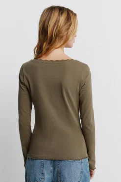 T-shirt manches longues en dentelle