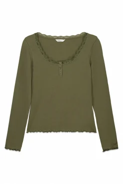 T-shirt manches longues en dentelle