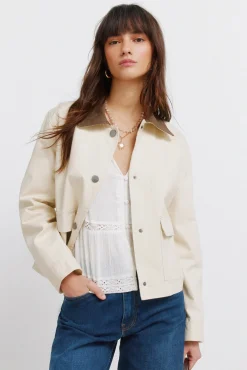 Veste courte en coton beige