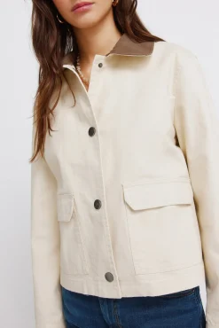 Veste courte en coton beige
