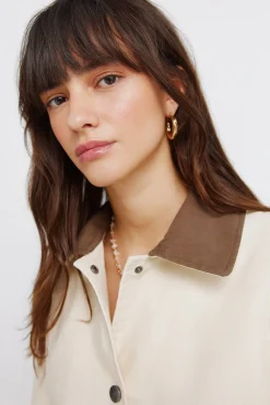 Veste courte en coton beige