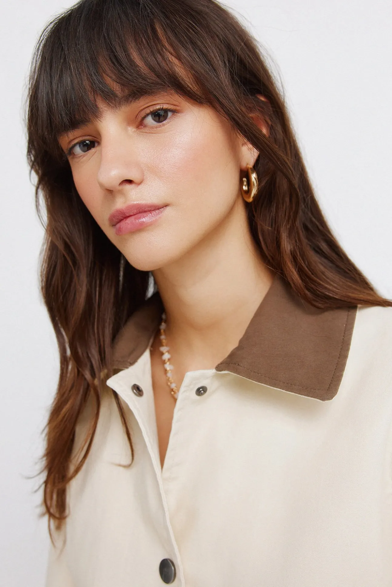 Veste courte en coton beige