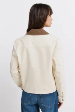 Veste courte en coton beige