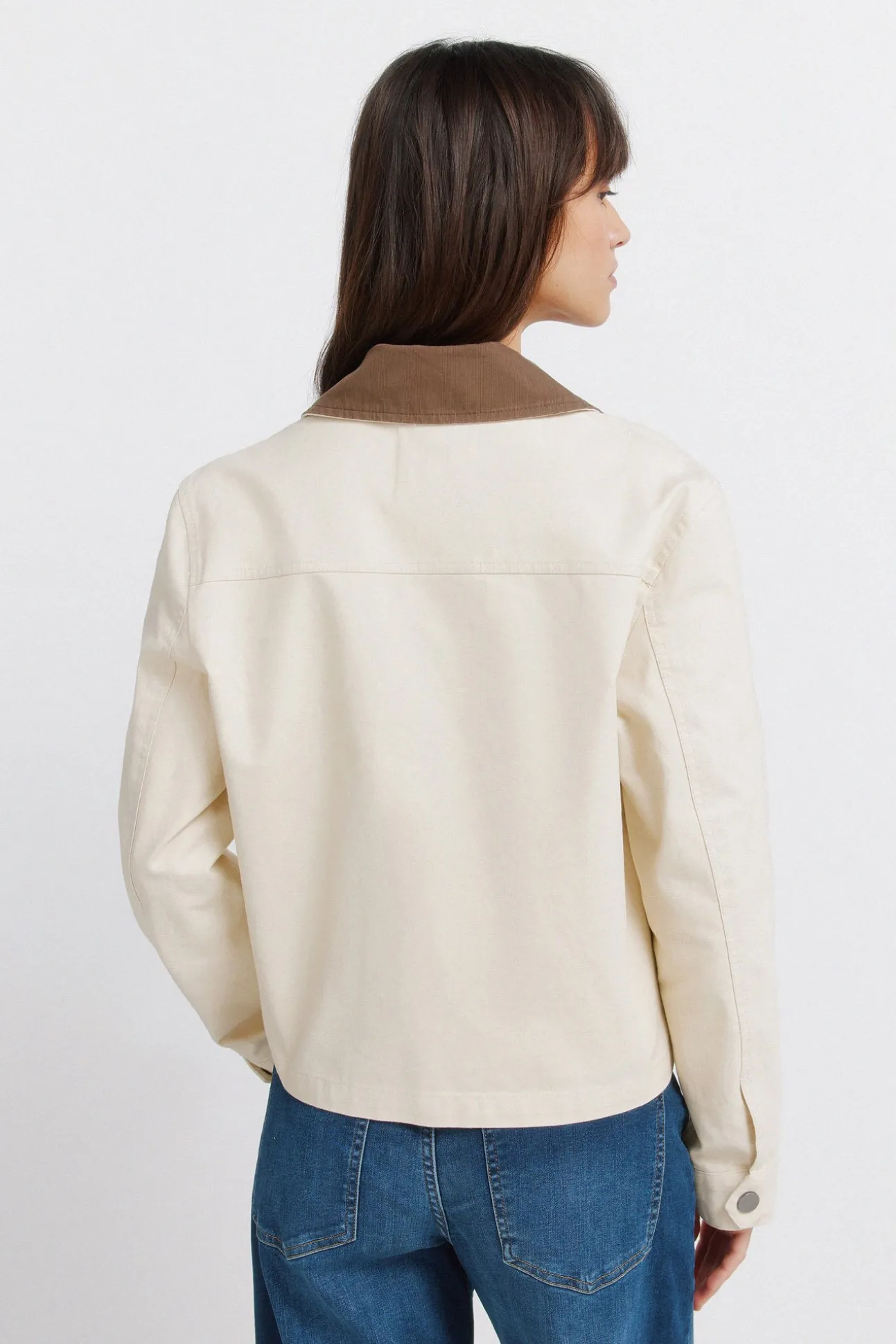 Veste courte en coton beige
