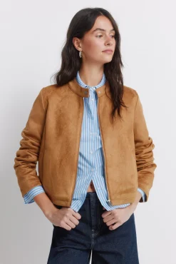 Veste courte en daim synth&eacute;tique