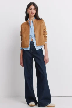 Veste courte en daim synth&eacute;tique