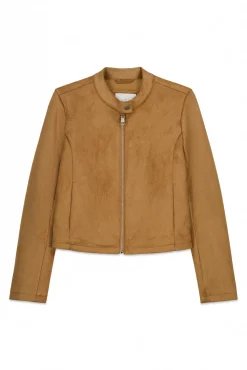 Veste courte en daim synth&eacute;tique