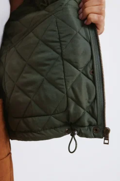 Veste courte matelassée avec col en velours côtelé