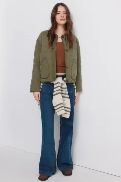 Veste courte matelass&eacute;e verte