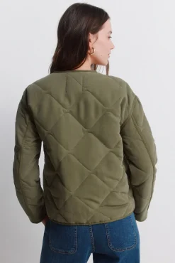 Veste courte matelass&eacute;e verte
