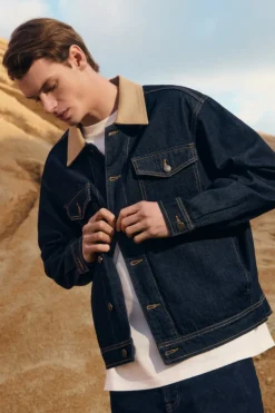 Veste en jean oversize avec col contrasté