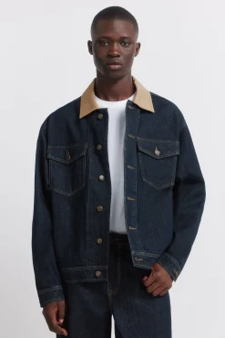 Veste en jean oversize avec col contrast&eacute;