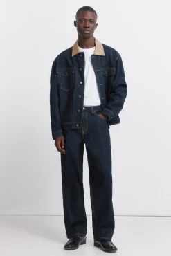 Veste en jean oversize avec col contrast&eacute;