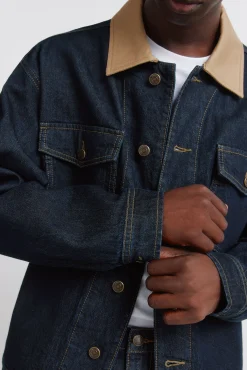 Veste en jean oversize avec col contrast&eacute;