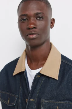Veste en jean oversize avec col contrast&eacute;