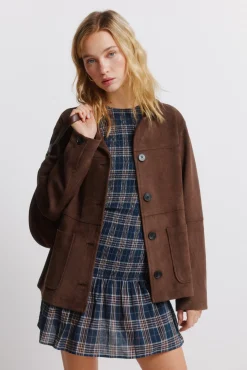 Veste simili daim poches