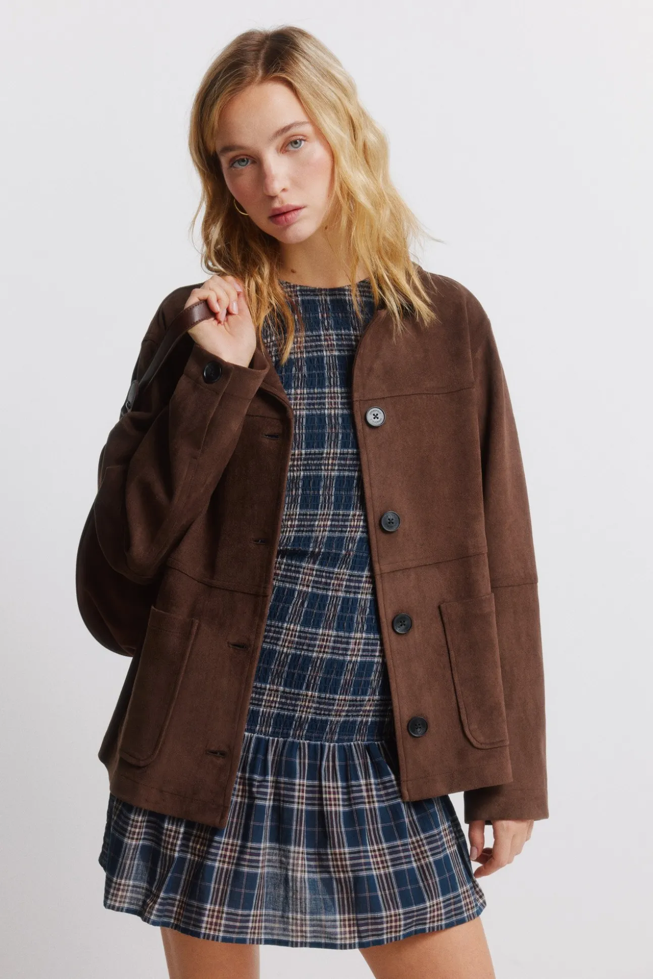 Veste simili daim poches