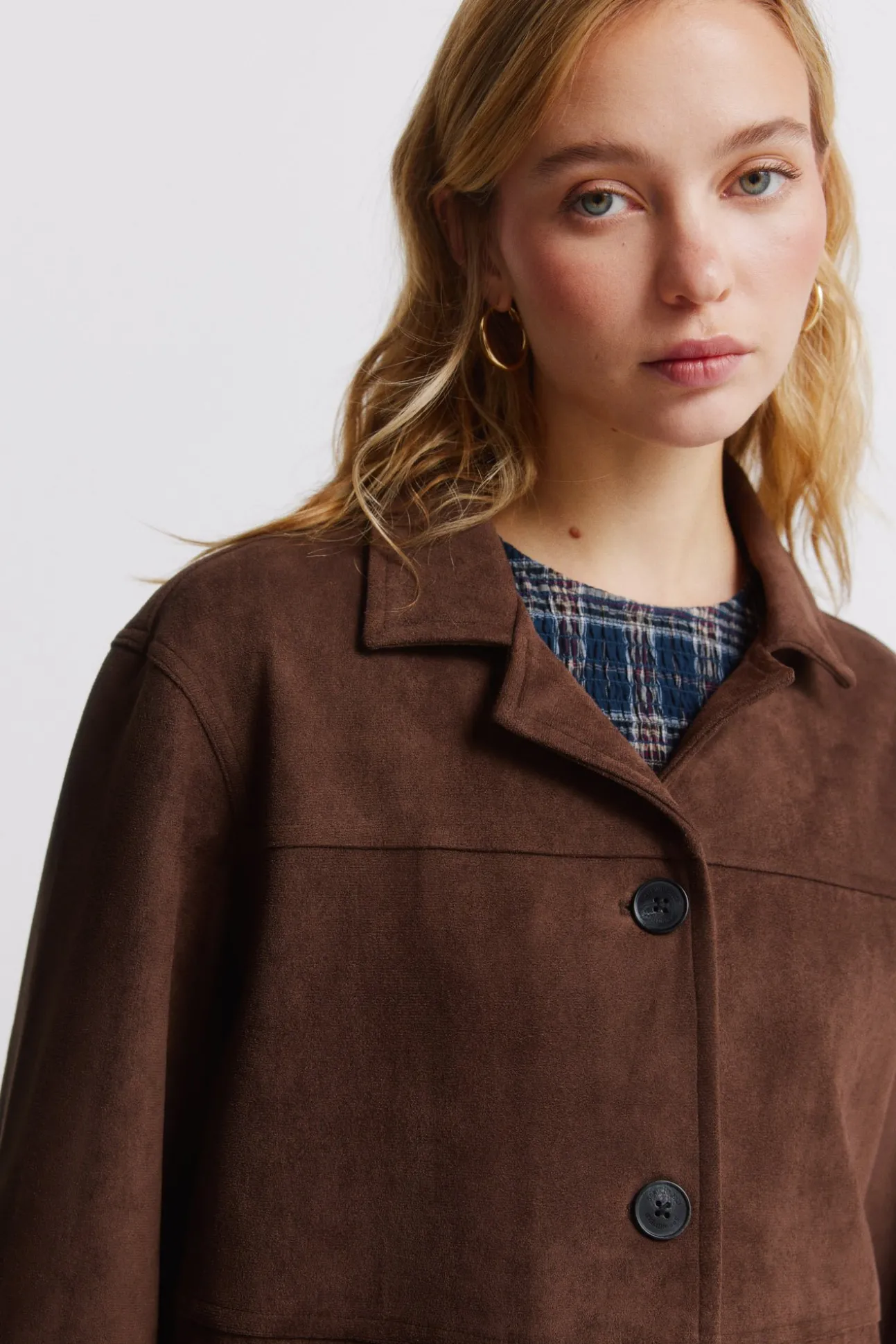 Veste simili daim poches